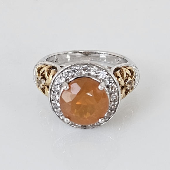 Victoria Wieck Jewelry - Victoria Wieck Fire Opal & White Topaz Ring Sterling Silver 14k Vermeil Size 7!